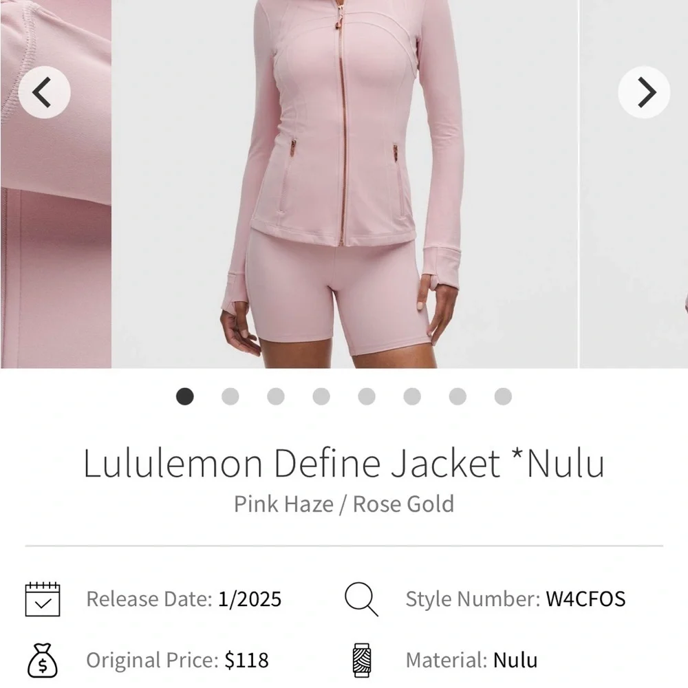 NWT Lululemon Define Jacket *Nulu In Pink Haze/Rose Gold Size 6